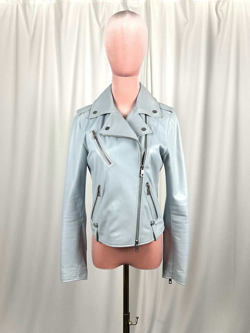 DESA Ice Blue Genuine Leather Moto Jacket XS/S